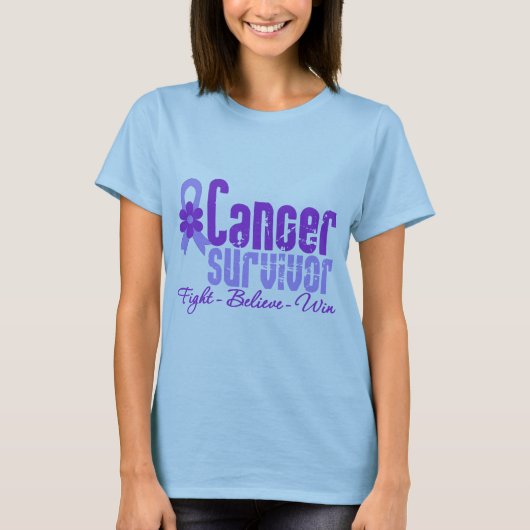 Cancer Survivor Lavender Flower Ribbon T-shirt (Voorkant)