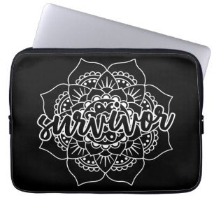 Cancer Survivor Mandala in het wit Laptop Sleeve