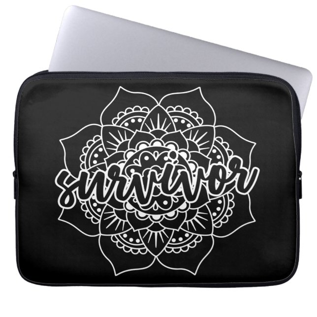 Cancer Survivor Mandala in het wit Laptop Sleeve (Voorkant)