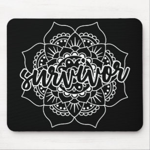 Cancer Survivor Mandala in het wit Muismat