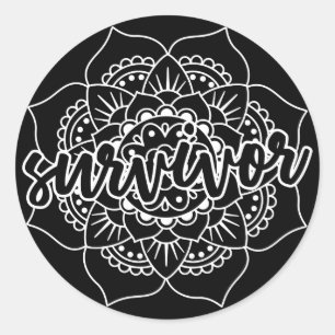 Cancer Survivor Mandala in het wit Ronde Sticker