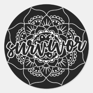 Cancer Survivor Mandala in het wit Ronde Sticker