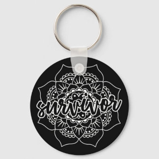 Cancer Survivor Mandala in het wit Sleutelhanger