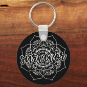 Cancer Survivor Mandala in het wit Sleutelhanger (Voorkant)