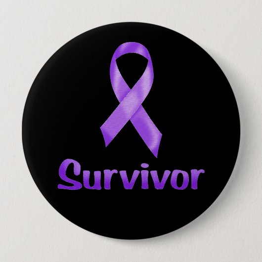 Cancer Survivor Paars Ronde Button 4,0 Cm (Voorkant)