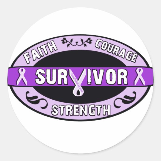 Cancer Survivor Paars Ronde Sticker (Voorkant)