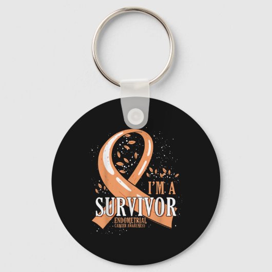 Cancer Survivor Peach Ribbon Endometrial Cancer Aw Sleutelhanger (Voorkant)