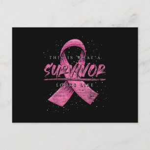 Cancer Survivor Pink Ribbon Breast Cancer Awarenes Aankondigingskaart