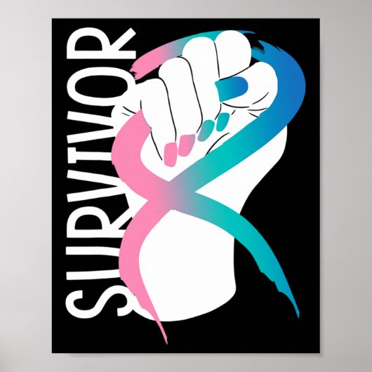 Cancer Survivor Schildklierkanker Awareness Month Poster (Voorkant)