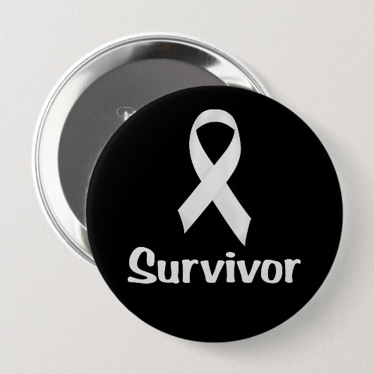 Cancer Survivor White Ronde Button 4,0 Cm (Voorkant /achterkant)
