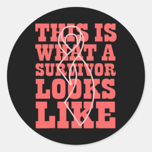 CANCER SURVIVOR World Cancer Day Gift Pink Ribbon Ronde Sticker