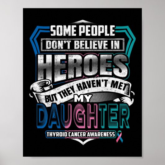 Cancer Warrior Ik Draag blauw roze Blauwgroen voor Poster (Voorkant)