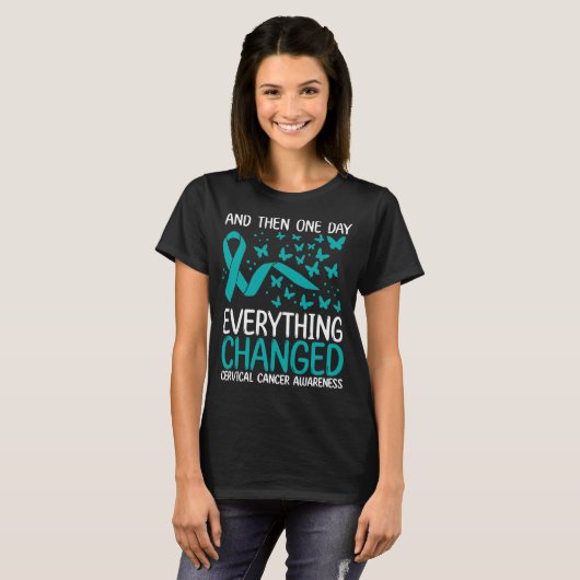 Cancer Warrior Ribbon Cervical Cancer Awareness T-shirt (Voorkant volledig)