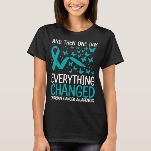 Cancer Warrior Ribbon Ovarian Cancer Awareness T-shirt (Voorkant)