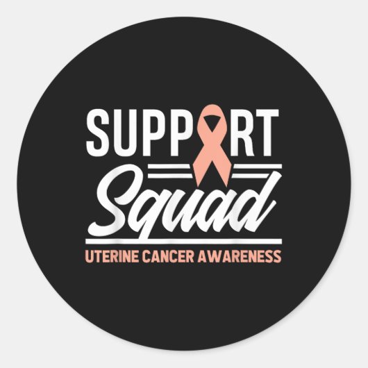 Cancer Warrior Support Squad Baarmoederkanker Awar Ronde Sticker (Voorkant)