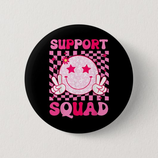 Cancer Warrior Support Squad Borstkanker Awarene Ronde Button 5,7 Cm (Voorkant)