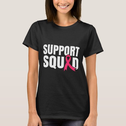 Cancer Warrior Support Squad Borstkanker Awarene T-shirt (Voorkant)