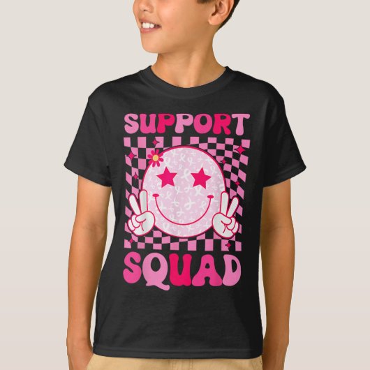 Cancer Warrior Support Squad Borstkanker Awarene T-shirt (Voorkant)