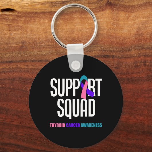 Cancer Warrior Support Squad Schildklierkanker 1 Sleutelhanger (Voorkant)