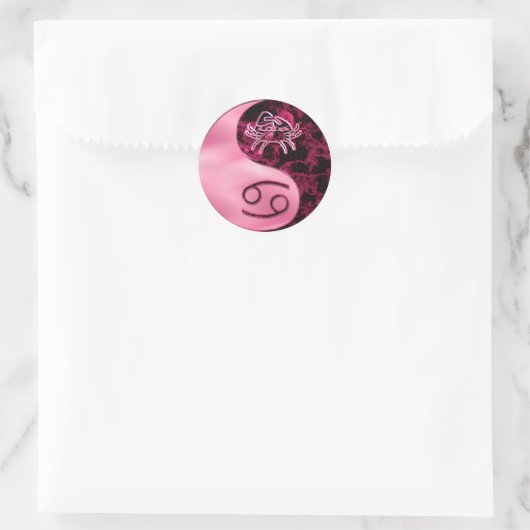 Cancer Yin Yang Ronde Sticker (Tas)