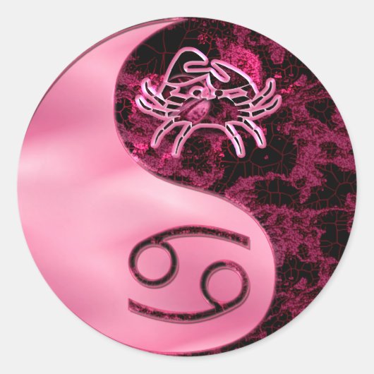 Cancer Yin Yang Ronde Sticker (Voorkant)