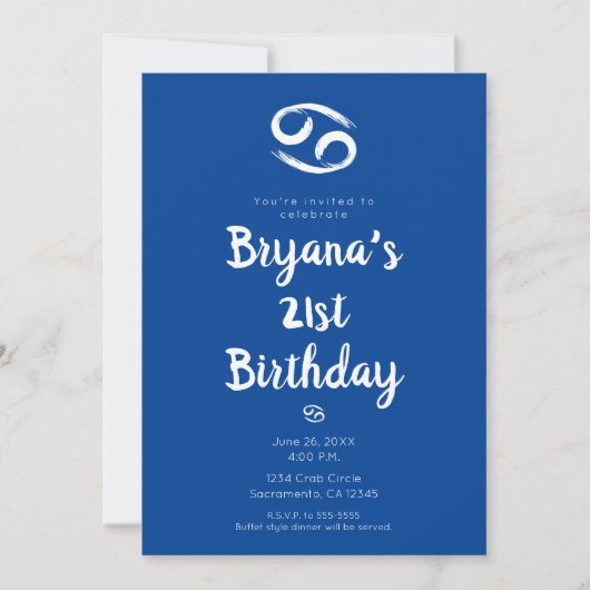 CANCER Zodiac Astrology June Birthday Party Kaart (Voorkant)