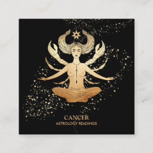 *~* CANCER Zodiac Astrology Reading Gold and Black Vierkante Visitekaartje