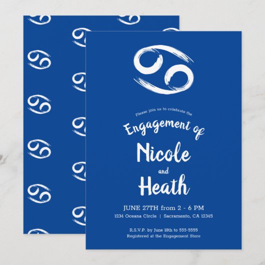 CANCER Zodiac Astrology Summer Engagement Party Kaart (Voorkant / Achterkant)