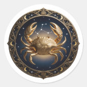 Cancer Zodiac Crab Ronde Sticker (Voorkant)