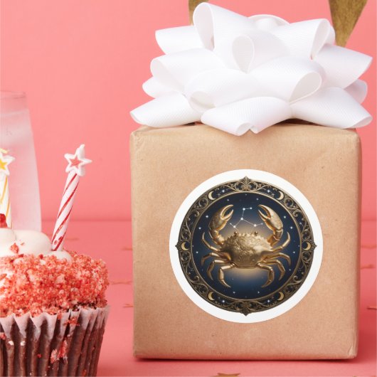 Cancer Zodiac Crab Ronde Sticker (Feest)