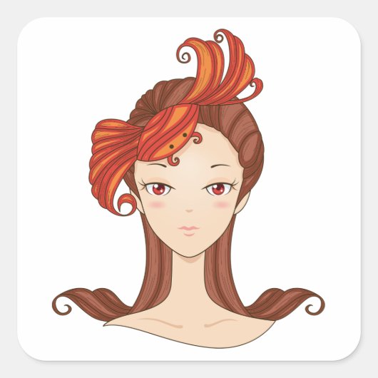 Cancer Zodiac Goddess Red Crab Hair Vierkante Sticker (Voorkant)