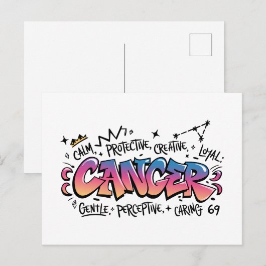 Cancer Zodiac Graffiti Briefkaart (Voorkant / Achterkant)