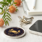 Cancer Zodiac Keychain with Birth Date (Zijkant)