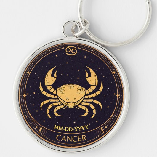 Cancer Zodiac Keychain with Birth Date (Voorkant)