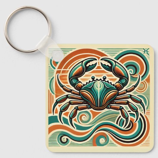 Cancer Zodiac Sleutelhanger Retro Design (Voorkant)