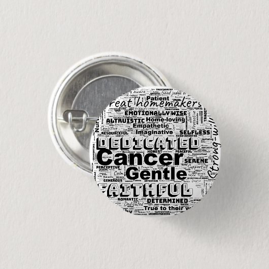Cancer Zodiac Word Cloud Inspiration Button (Voorkant /achterkant)