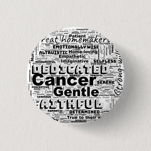 Cancer Zodiac Word Cloud Inspiration Button (Voorkant)
