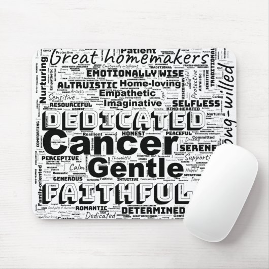 Cancer Zodiac Word Cloud Inspiration Muismat (Met muis)