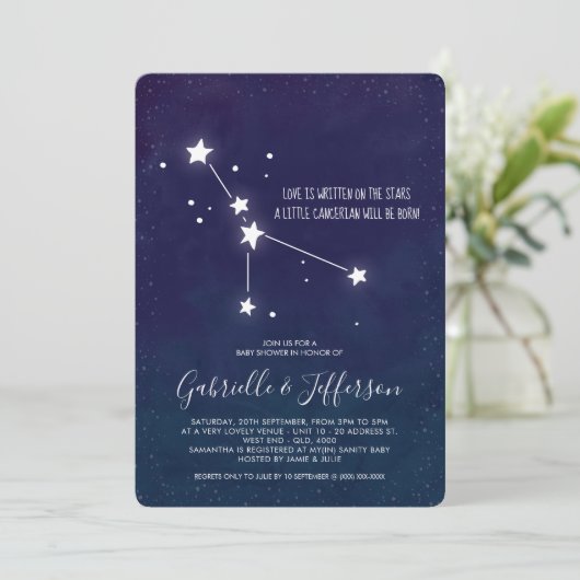 Cancerian Astrology Baby shower Kaart (Staand voorkant)
