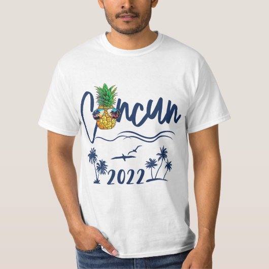 Cancun 2022 Mexico Pineapple Sunglasses Vacation T-shirt (Voorkant)