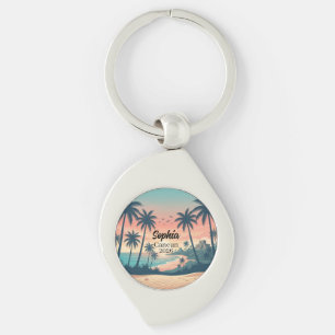 Cancun 2026 Tropische Zonsondergang Vintage Sleutelhanger