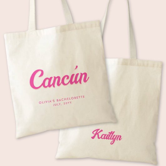 Cancún Bachelorette Party Gepersonaliseerde Canvas Tote Bag