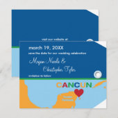 Cancun Bagage Label Save the Date Aankondiging (Voorkant / Achterkant)