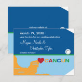 Cancun bagagelabel save the date aankondiging (Voorkant / Achterkant)
