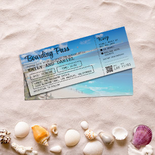 Cancun Beach Bestemming Boarding Pass Bruiloft Kaart