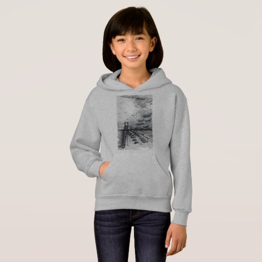 Cancun Beach bewolkt zwart en wit (Voorkant volledig)