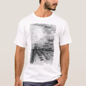 Cancun Beach bewolkt zwart en wit T-shirt (Voorkant)