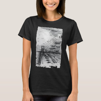 Cancun Beach bewolkt zwart en wit T-shirt