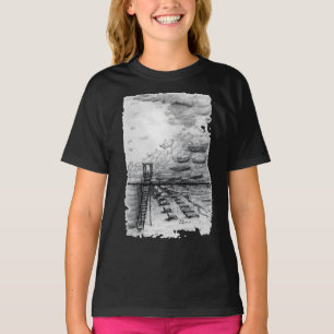 Cancun Beach bewolkt zwart en wit T-shirt