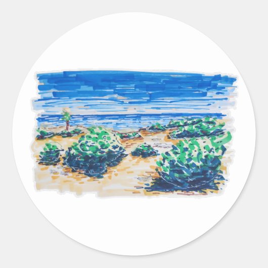 Cancun Beach kleurrijk en fris Ronde Sticker (Voorkant)